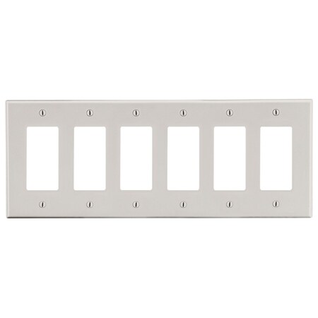 Hubbell Wiring Device-Kellems Wallplate, 6-Gang, 6) Decorator, Light Almond P266LA